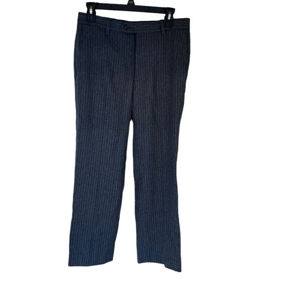 Land’s End Tollegno 3D Wool Tailored Fit Grey Striped Pants. Size 10. - Picture 8 of 13